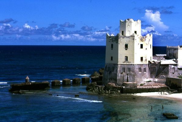 The old lighthouse on the shore at Mogadishu